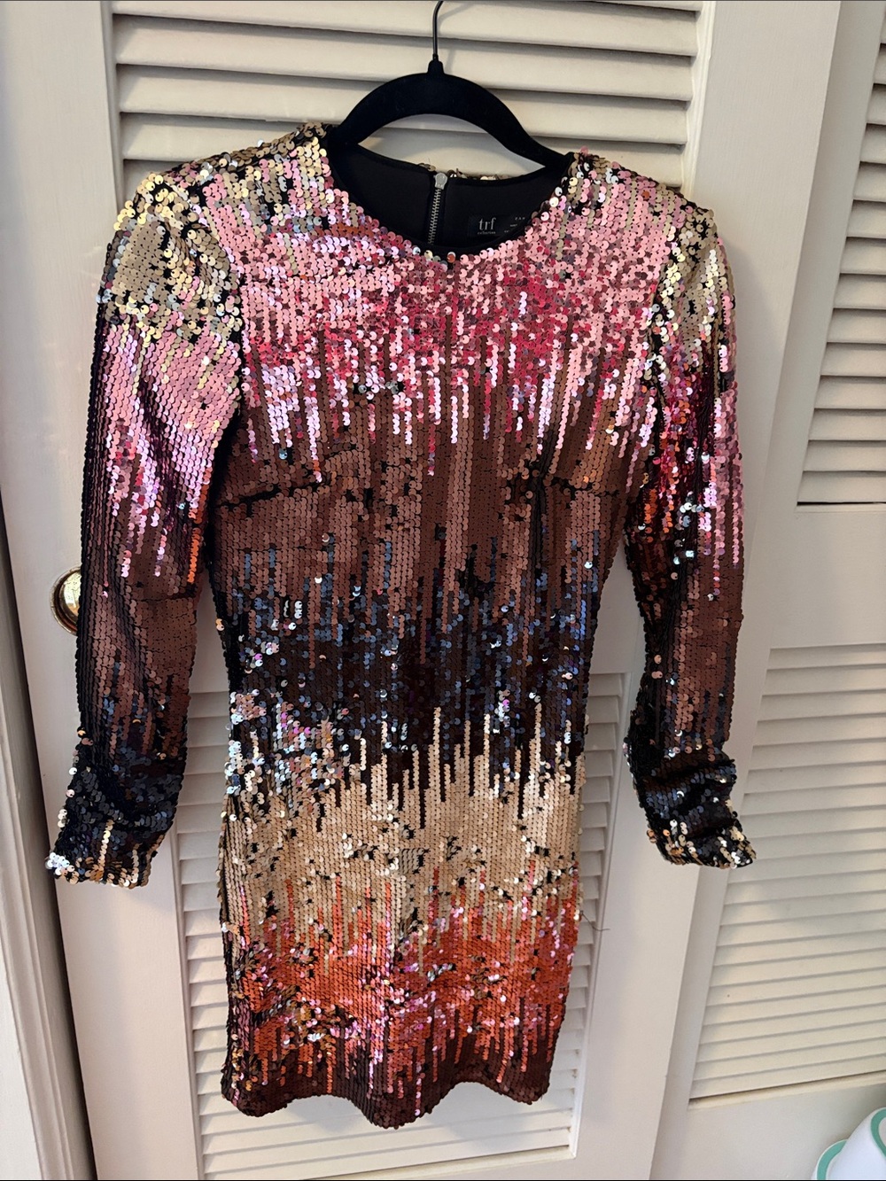 Zara Pink Gold Black Gradient Sequin Mini Dress